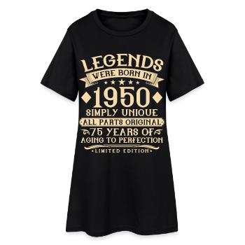 75e anniversaire né en 1950 - 75 ans - Robe T-shirt Femme - noir - Devant
