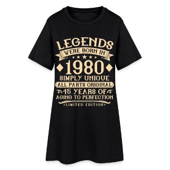 45e anniversaire né en 1980 - 45 ans - Robe T-shirt Femme - noir - Devant