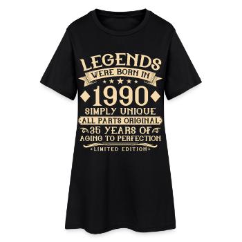 35e anniversaire né en 1990 - 35 ans - Robe T-shirt Femme - noir - Devant
