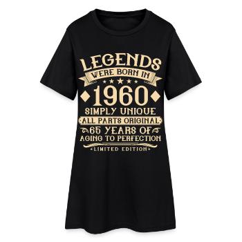 65e anniversaire né en 1960 - 65 ans - Robe T-shirt Femme - noir - Devant