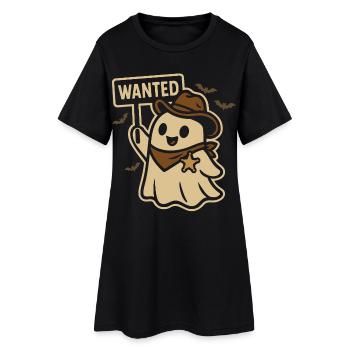 Halloween Geist Cowboy Wanted Design - Frauen T-Shirt-Kleid - Schwarz - Vorne