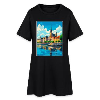 Koblenz Deutschland Vintage-Reiseplakat Stadtbild - Frauen T-Shirt-Kleid - Schwarz - Vorne