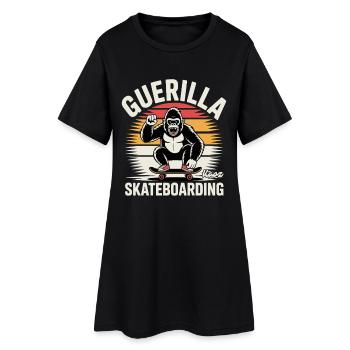 Gorille Skateboarding Motif Design - Robe T-shirt Femme - noir - Devant