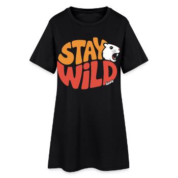 Stay Wild Tiermotiv mit Ratte Design - Frauen T-Shirt-Kleid - Schwarz - Vorne