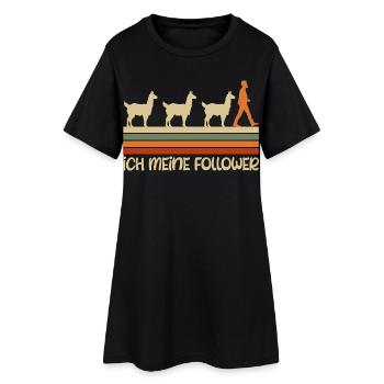 Alpaga Fan JE VEUX DIRE FOLLOWERS Rétro Drôle - Robe T-shirt Femme - noir - Devant