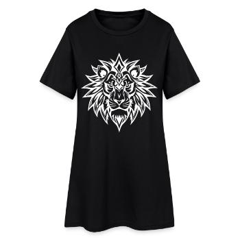 Portrait artistique de lion en noir et blanc - Robe T-shirt Femme - noir - Devant