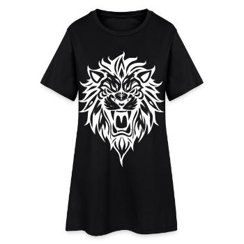 Powerful lion head silhouette - Women’s T-Shirt Dress - black - Front