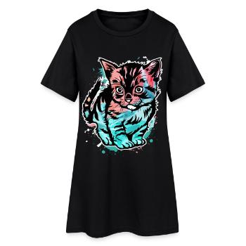 Cat Colorful - Women’s T-Shirt Dress - black - Front
