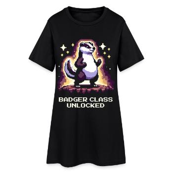 Classe Blaireau débloquée | Blaireau, humour RPG - Robe T-shirt Femme - noir - Devant