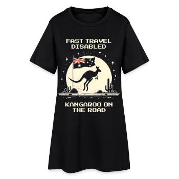 Kangourou en route avec un design rétro - Robe T-shirt Femme - noir - Devant