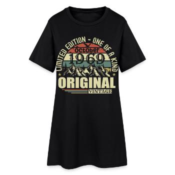 Octobre 1969 - Cadeau pour ses 56 ans Octobre - Robe T-shirt Femme - noir - Devant