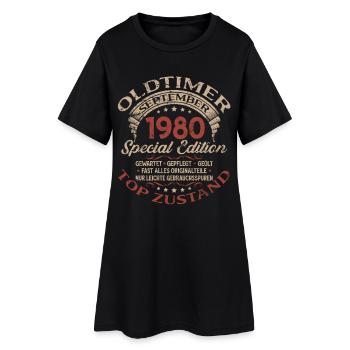 45th birthday gift vintage car September 1980 - Women’s T-Shirt Dress - black - Front