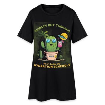 Cactus d'été – Assoiffé mais plein de vie - Robe T-shirt Femme - noir - Devant