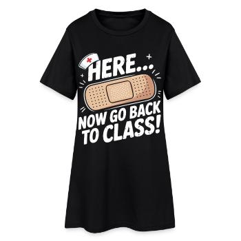 Humorous school hat motif for the start of school - Women’s T-Shirt Dress - black - Front