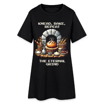 Knead, Bake, Repeat | Bread Baking Humor - Women’s T-Shirt Dress - black - Front
