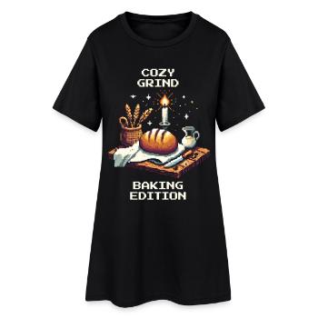 Cozy Grind | Humour sur la boulangerie - Robe T-shirt Femme - noir - Devant