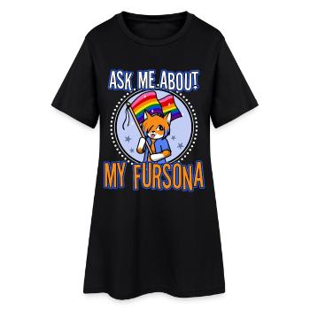 Ask me about my Fursona - Frauen T-Shirt-Kleid - Schwarz - Vorne
