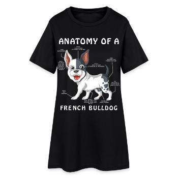 Lustige Anatomietabelle der Französischen Bulldogge Frenchie Hund - Frauen T-Shirt-Kleid - Schwarz - Vorne