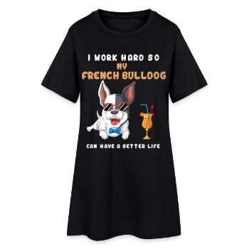 Drôle bouledogue français travail motivation design - Robe T-shirt Femme - noir - Devant
