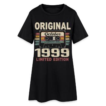Né en Octobre 1999 | Cadeau Vintage Octobre 1999 - Robe T-shirt Femme - noir - Devant