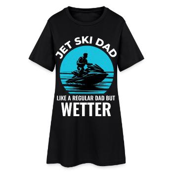 Lustiger Jetski-Vater, Seeleben, Sommer - Frauen T-Shirt-Kleid - Schwarz - Vorne