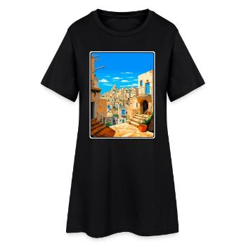 Affiche de voyage vintage Matera Italie Paysage urbain WPA - Robe T-shirt Femme - noir - Devant
