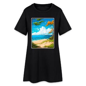 Affiche de voyage vintage au lac Michigan USA Paysage urbain - Robe T-shirt Femme - noir - Devant