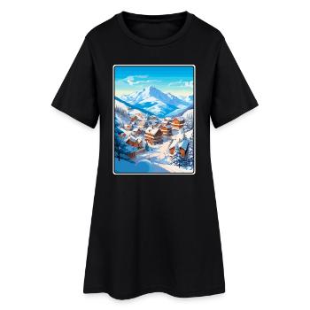 Poster de voyage vintage de Meribel France Paysage urbain WPA - Robe T-shirt Femme - noir - Devant