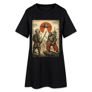 Samouraï Bigfoot Alien Guerrier japonais, Ninja - Robe T-shirt Femme - noir - Devant