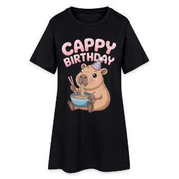 ANNIVERSAIRE DE CAPPY Anniversaire de Capy Ramen de Capybara - Robe T-shirt Femme - noir - Devant