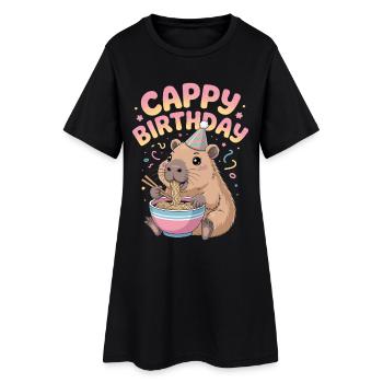 Anniversaire de Cappy Ramen Capybara ANNIVERSAIRE DE CAPPY - Robe T-shirt Femme - noir - Devant