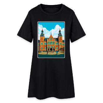 Paysage urbain de l’affiche de voyage du Rijksmuseum Pays-Bas - Robe T-shirt Femme - noir - Devant