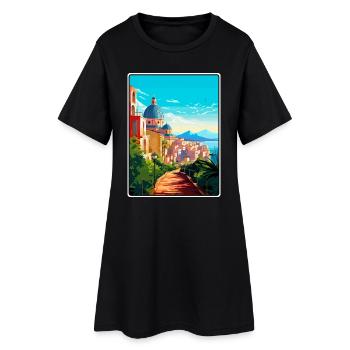 Cagliari Italie Méditerranée lever de soleil Affiche de voyage - Robe T-shirt Femme - noir - Devant