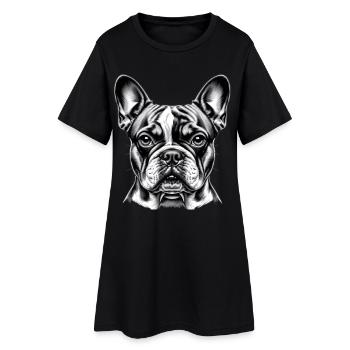 Tête de bouledogue français - Robe T-shirt Femme - noir - Devant
