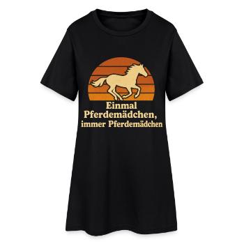 Lustiges Pferdemädchen mit Vintage-Glück - Frauen T-Shirt-Kleid - Schwarz - Vorne