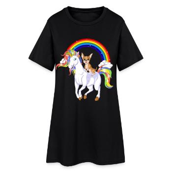Chihuahua Riding Unicorn - Women’s T-Shirt Dress - black - Front