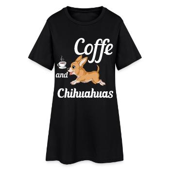 Café et chihuahua – Drôle d’amoureux des chiens - Robe T-shirt Femme - noir - Devant