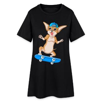 mignon chihuahua skateboard chien dessin animé drôle - Robe T-shirt Femme - noir - Devant