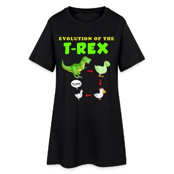 Die Entwicklung der T-Rex-Dinosaurier-Illustration - Frauen T-Shirt-Kleid - Schwarz - Vorne