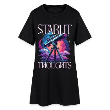 Astronom Sterngucker Stargazer Starlit Thoughts - Frauen T-Shirt-Kleid - Schwarz - Vorne