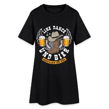 Linedance und Bier - darum bin ich hier - Geschenk - Frauen T-Shirt-Kleid - Schwarz - Vorne