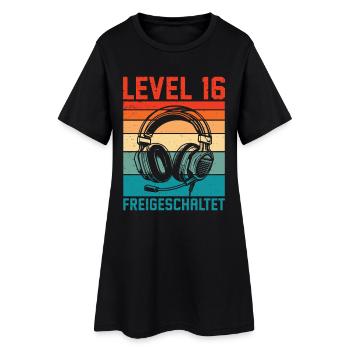 Garçons du 16e anniversaire : niveau 16 débloqué - Robe T-shirt Femme - noir - Devant