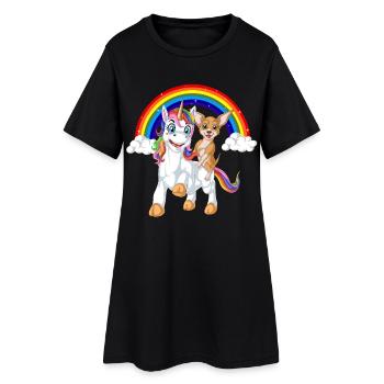 Chihuahua Reiten Einhorn - Frauen T-Shirt-Kleid - Schwarz - Vorne