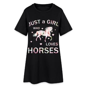 Juste une fille qui aime les chevaux - T-shirt Horse Lover - Robe T-shirt Femme - noir - Devant