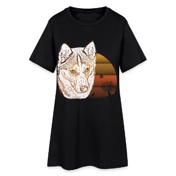 Wildes Tierporträt im Sonnenuntergang - Frauen T-Shirt-Kleid - Schwarz - Vorne