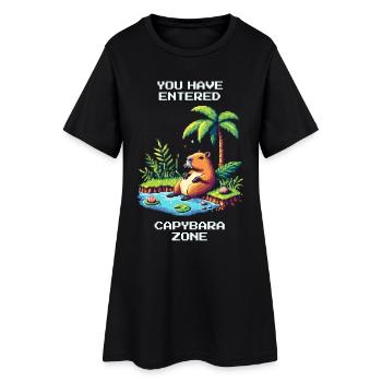 Enter the Capybara Zone | Capybara &amp; Chill - Women’s T-Shirt Dress - black - Front
