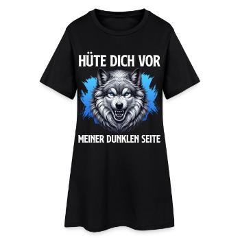 Wolf Spirit HÜTE DICH VOR MEINER DUNKLEN SEITE - Frauen T-Shirt-Kleid - Schwarz - Vorne