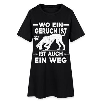 Mantrailing - Wo ein Geruch da ein Weg - Frauen T-Shirt-Kleid - Schwarz - Vorne