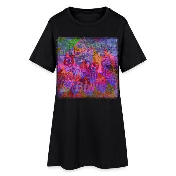 Words & Birds V1 - Women’s T-Shirt Dress - black - Front