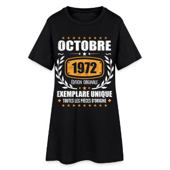 Vintage Octobre 1972, Cadeau Rétro Octobre 1972 - Robe T-shirt Femme - noir - Devant